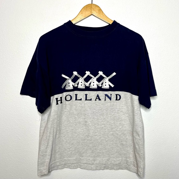 Vintage Other - Vintage Kist Design Holland Color Block Embroidered Windmill Tee M